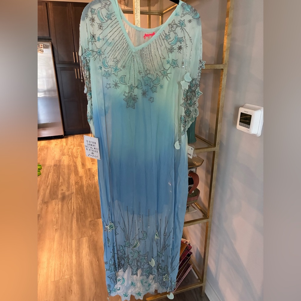 Free People Blue and Green Star Dress